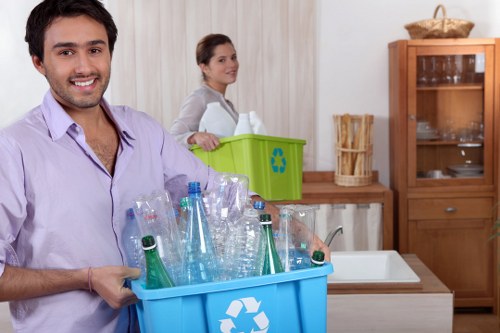 Recycling bins and waste segregation in an office setting